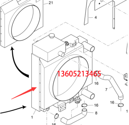 Imported paver engine radiator assembly part numbe