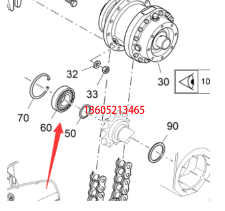 Imported paver spiral lower sprocket bearing part 