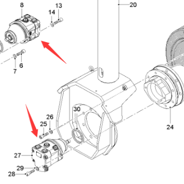 Milling machine rear wheel travel motor part No. 2