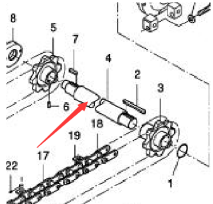 Paver scraper sprocket shaft 774060725