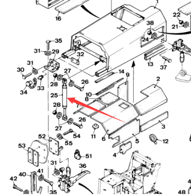 Milling machine side cover gas spring part number 