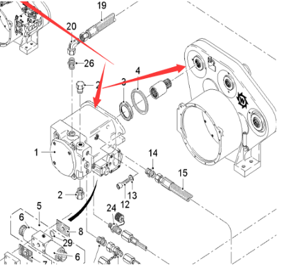 Milling machine feed belt drive hydraulic pump par