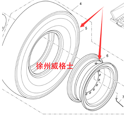 The part number of the front tire of the paver is 