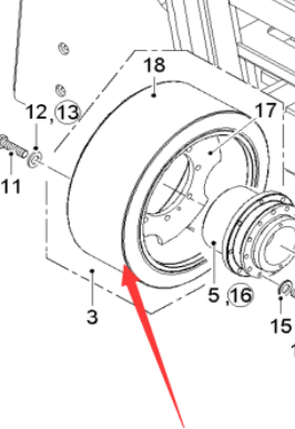 Milling machine rear wheel solid tire part number 