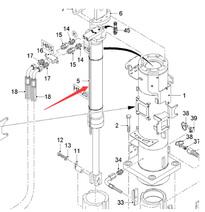 Wirtgen support cylinder with sensor Part number 2