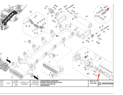 Wirtgen Primary return roller bearing Part number 