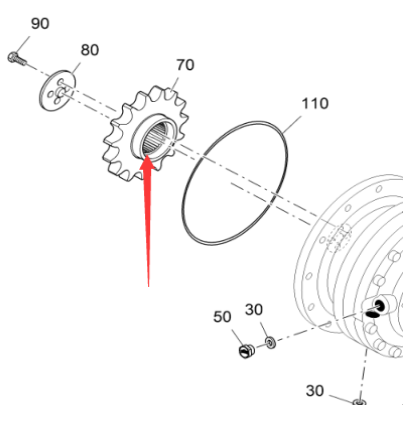 Imported paver scraper upper sprocket 2225825