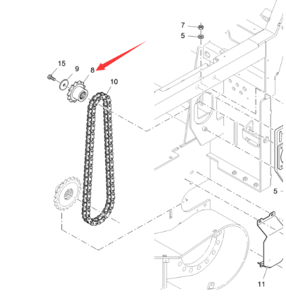 Spreader scraper tensioning wheel 2013205