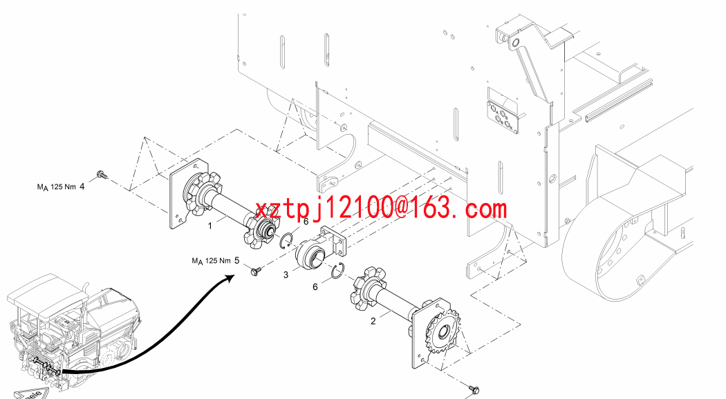 S1300-2 paver DRIVE SHAFT, LEFT SIDE 2044493,