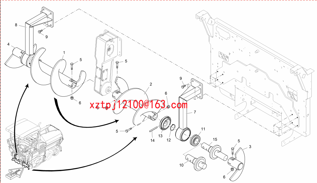 S1300-2 paver AUGER SHAFT, RIGHT SIDE  2052810