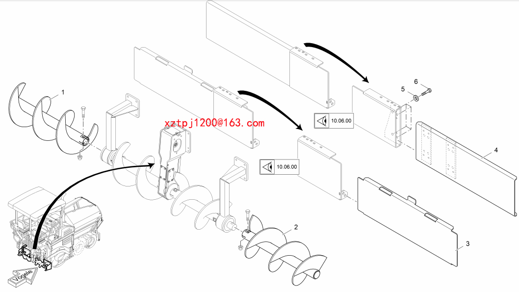 S1300-2 paver LIMITING PLATE: AUGER TUNNEL 2116498