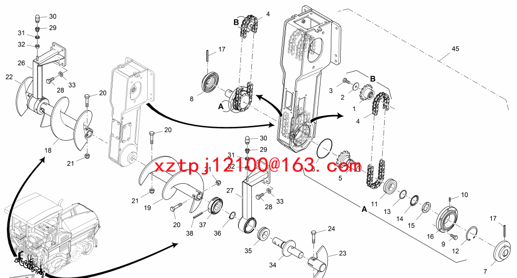 S1880-3 paver AUGER, END CAP RH 2052804