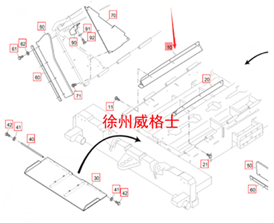 Right front scraper chain protection for paver 241