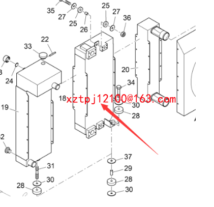 Hydraulic oil radiator for paver 2013112