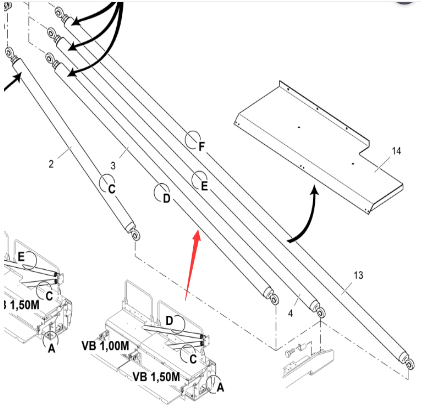 Spreader 2.45-meter ironing plate support bar 2312