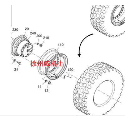 Imported rear tire of paver 2355217