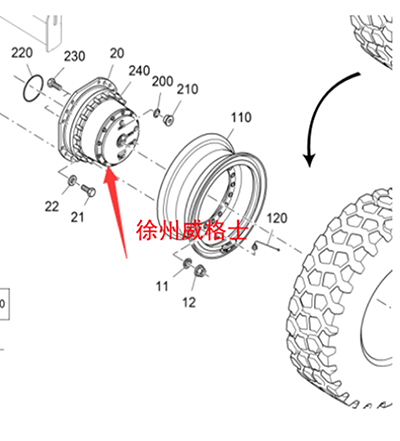 Rear wheel travel reducer of paver 2231840