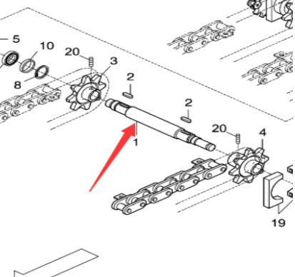 Danapak scraper drive sprocket shaft part number 3