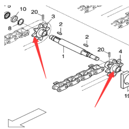 Danapak scraper sprocket shaft sprocket part numbe