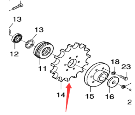 Danapak scraper lower sprocket part number 3800072