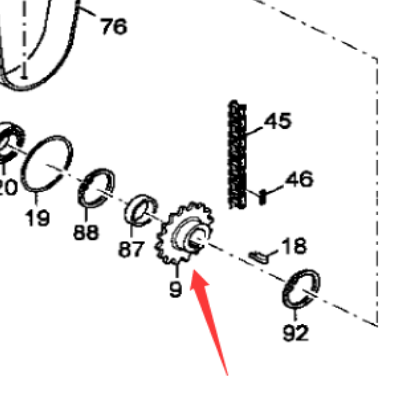 Laying machine accessory spiral lower sprocket par