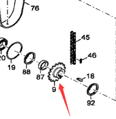 Laying machine accessory spiral lower sprocket par