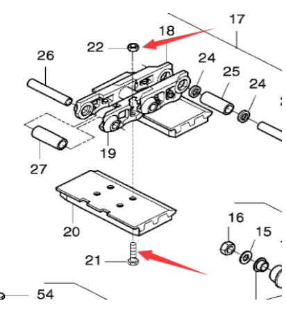 Laying machine track plate bolt part number 952761