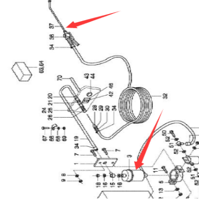 Cleaning parts for paver, diesel pump, part number