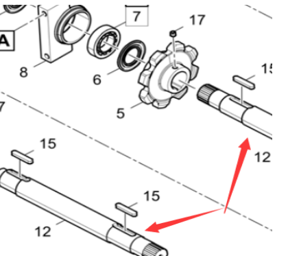 Danapak F2500WS paver scraper sprocket shaft part 