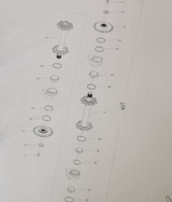 Scraper chain sprocket shaft assembly part number/