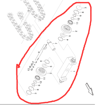 Scraper large chain driven wheel assembly part num