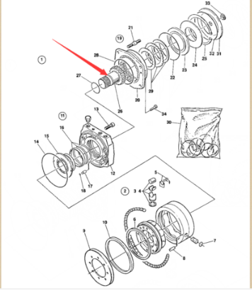 Laying machine walking motor brake shaft part numb