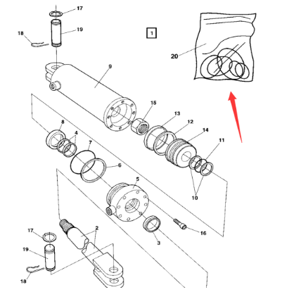 Road roller steering cylinder repair kit part numb