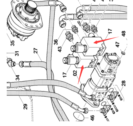Laying machine scraper solenoid valve assembly par