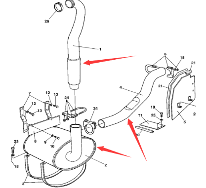 Laying machine muffler assembly part number 470038