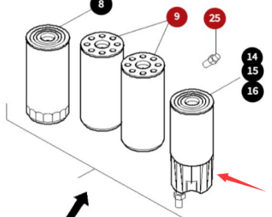 Pre filter fuel part number D900509802 for paver