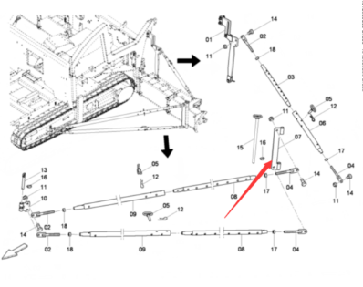 Laying machine pull rod support part number D43908