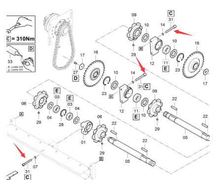 Laying machine support bolt part number D937934510
