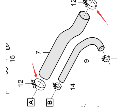 Part number D934349109 for the intake pipe clamp o
