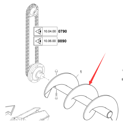 Spiral distributor on the right side of the paver 