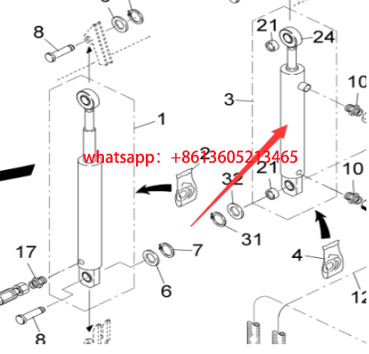 Fogle paver hopper small oil cylinder 9623721000