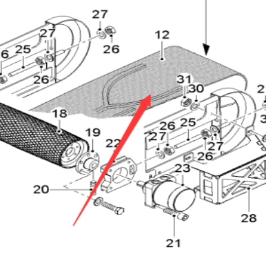 Secondary feeding belt for milling machine 2327881