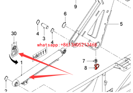 Folding oil cylinder for milling machine feeding b