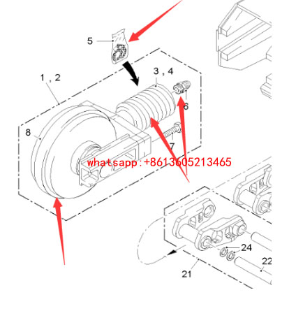 Grinding machine track tensioning cylinder 133015
