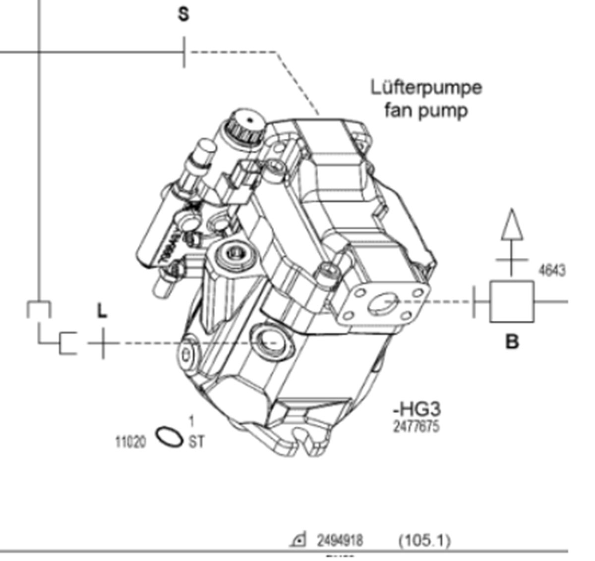 Engine fan hydraulic pump 2477675