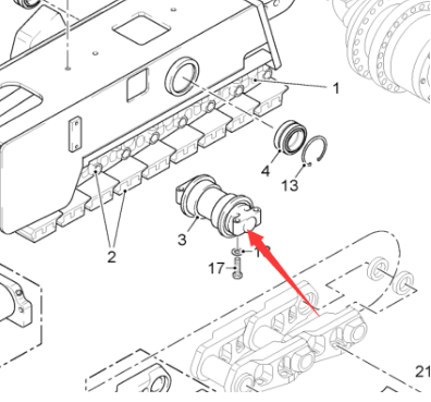 The supporting shaft of the walking support wheel 
