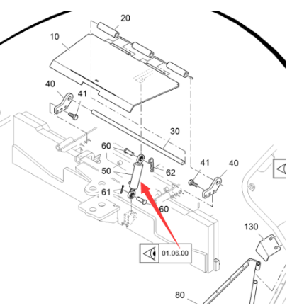 The front flap cylinder of the paving machine hopp