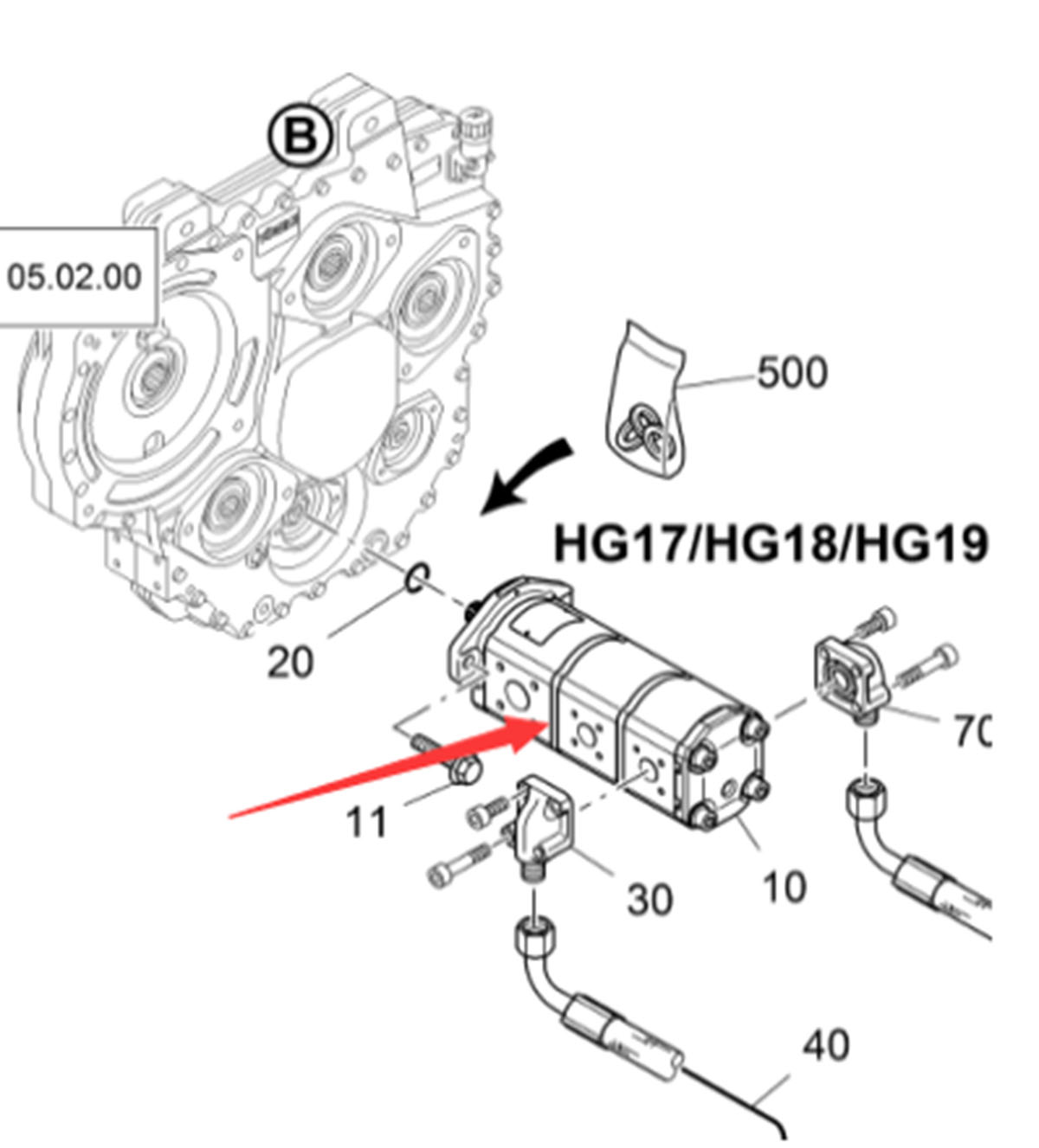 Imported paver three-way gear pump 2540727