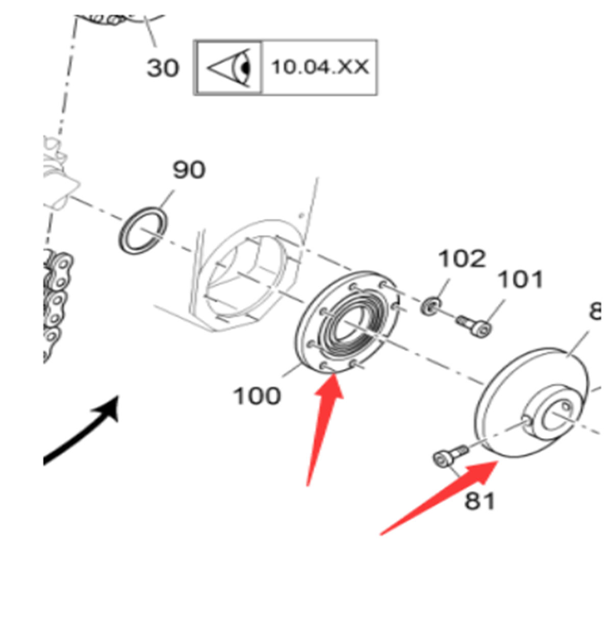 The flange cover of the lower chain wheel of the s