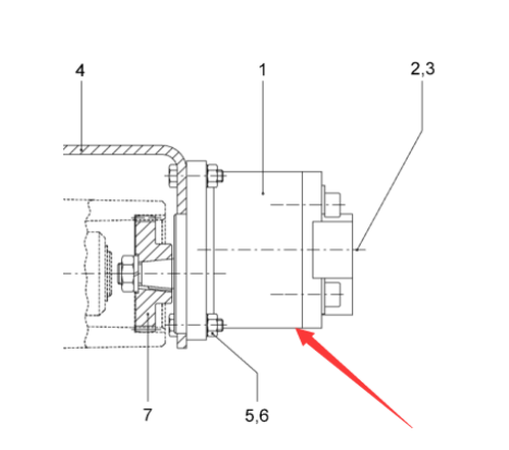 The left ramming hammer motor of the screed convey